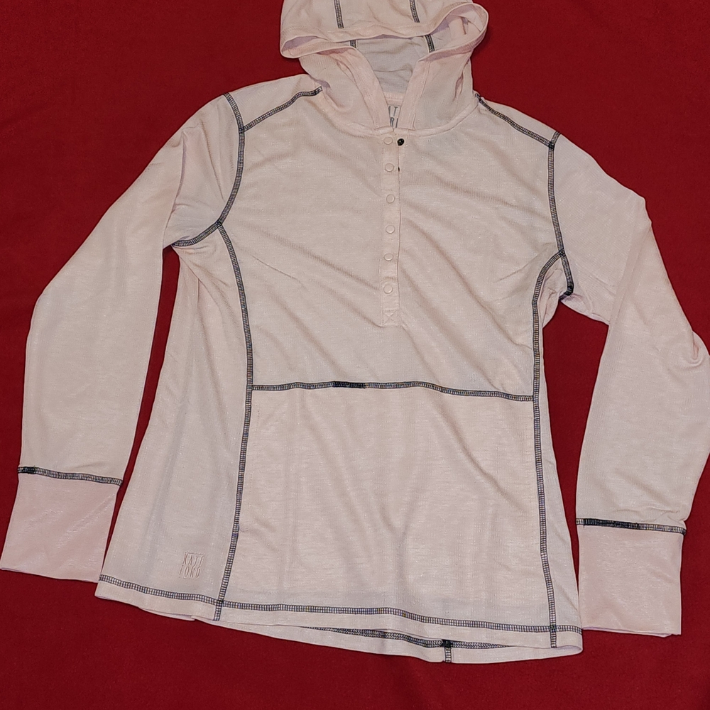 Kate Lord Soft Orange Windbreaker Hooded Jacket Size Medium